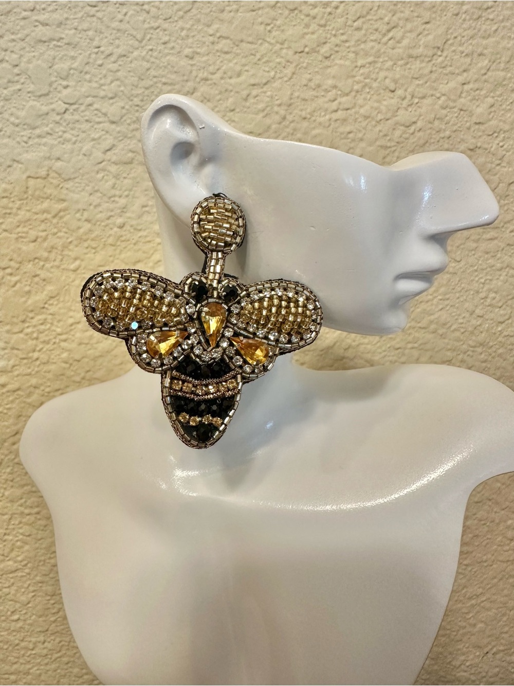 Wildflowers Gold and Amber Bee Drop Earrings